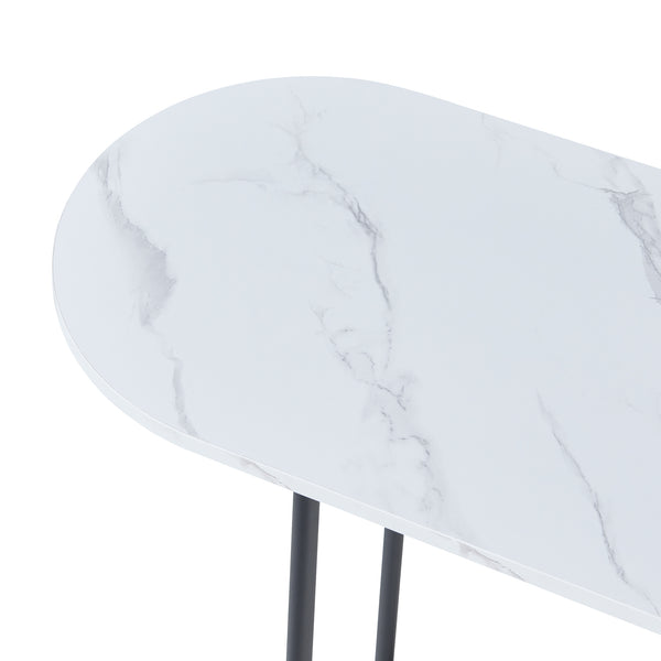Console tafel Nordfron 120x40x75 cm zwart en marmer wit [en.casa]
