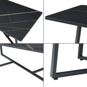 Table basse Riskiften 120 x 60 x 48 cm aspect marbre noir [en.casa]
