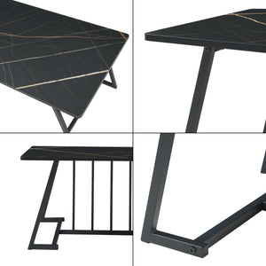 Table basse Nospoo acier aspect marbre noir [en.casa]

