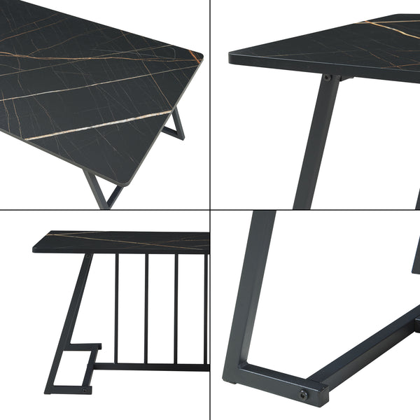 Table basse Nospoo acier aspect marbre noir [en.casa]

