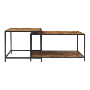Ensemble de 2 tables basses gigognes Kurghore noir effet chêne foncé [en.casa]