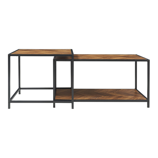 Ensemble de 2 tables basses gigognes Kurghore noir effet chêne foncé [en.casa]