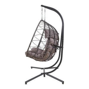 Dubbele hangstoel Skense met standaard grijs 198x156x98 cm [en.casa]