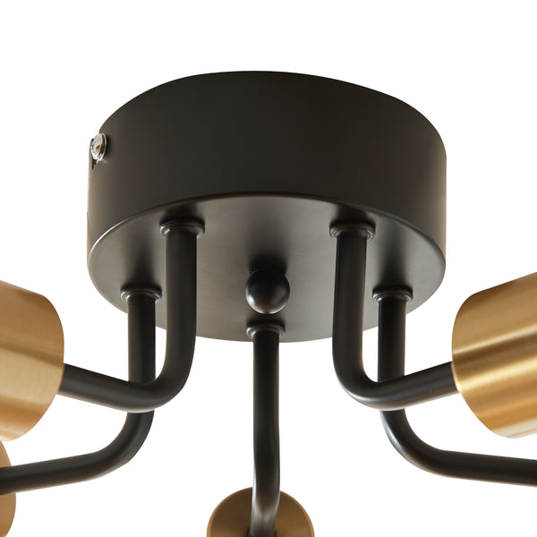 Plafonnier Barrow 12 x 33 cm 5 x E24 noir or lux.pro