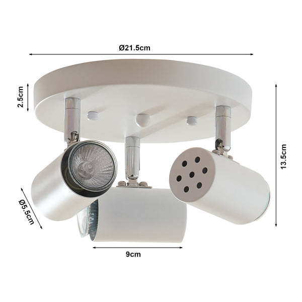 Plafonnier Bathgate 3 x GU10 blanc lux.pro 