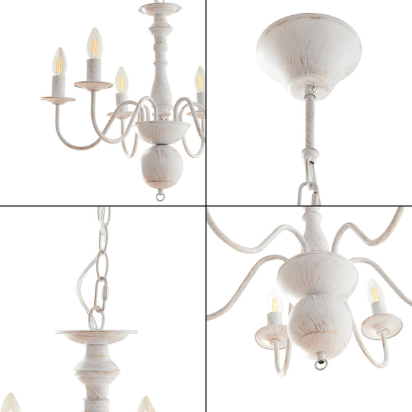 Kroonluchter Berkeley 6-lichts klassiek vintage wit lux.pro