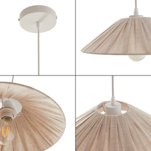 Hanglamp Bridge E27 stoffen lampenkap wit en beige lux.pro