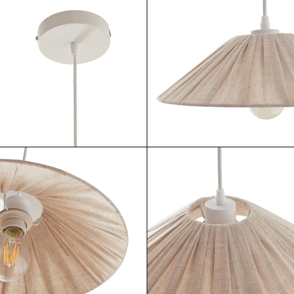 Hanglamp Bridge E27 stoffen lampenkap wit en beige lux.pro