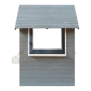 Cabane de jeu d'extérieur Vesa 138 x 120 x 102 cm bois de sapin gris blanc casa.pro