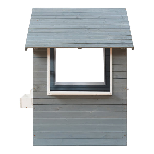 Cabane de jeu d'extérieur Vesa 138 x 120 x 102 cm bois de sapin gris blanc casa.pro