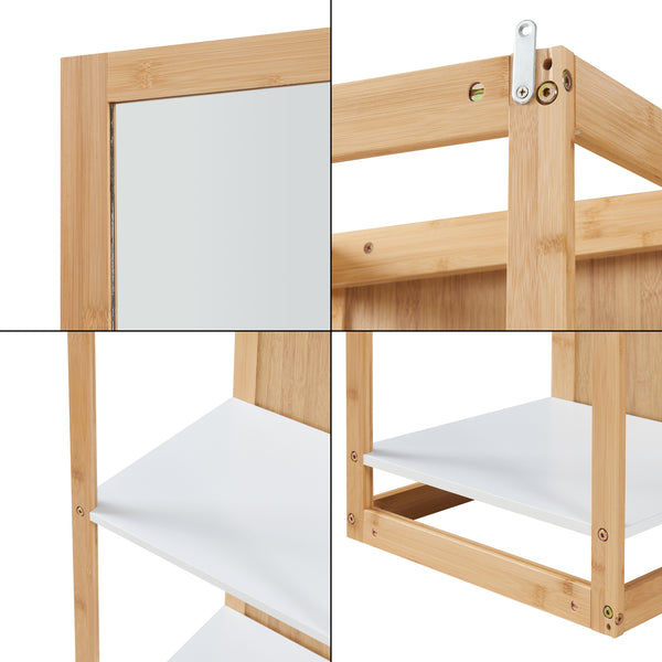 Open kast met spiegel As 170x40x35 cm naturel en wit [en.casa]