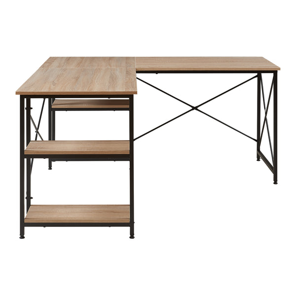 Bureau Klirurud L-vormig of recht bureau eikenkleurig en zwart [en.casa]