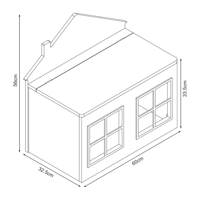Croquis coté Coffre à jouets Vipsali 56 x 60 x 32,5 cm vert menthe blanc [en.casa] 