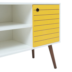 Meuble TV Vare 100 x 40 x 66 cm blanc / jaune [en.casa] 