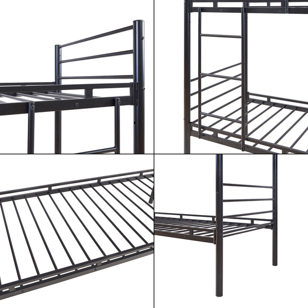 Lit superposé en métal Bevapis 90 x 200 cm noir [en.casa] 
