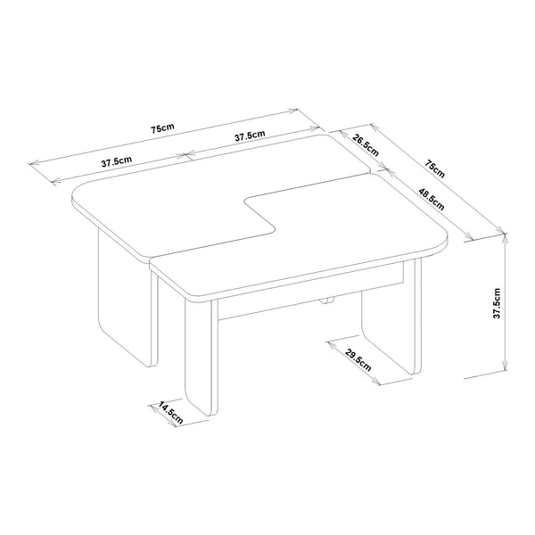 Salontafel Boneksbelt 2-delig travertijn en zandsteen 75x75x38 cm [en.casa] 