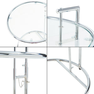 Table d'appoint Stare réglable en hauteur 50 x 57-77 cm transparent / chrome [en.casa] 
