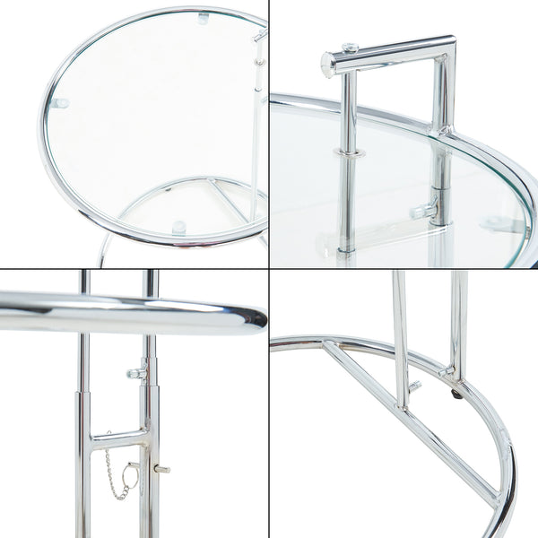 Table d'appoint Stare réglable en hauteur 50 x 57-77 cm transparent / chrome [en.casa] 