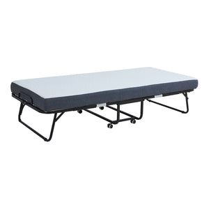 Opklapbed Borjavle 90x200 cm met traagschuim matras zwart grijs en wit [en.casa]
