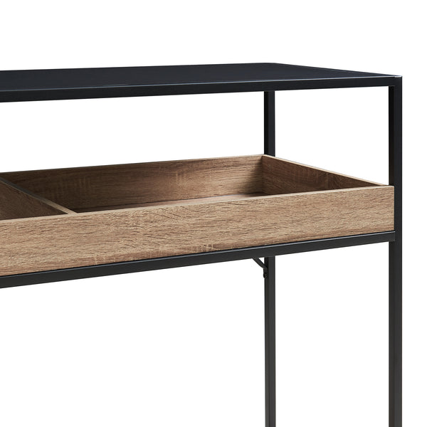 Consoletafel Belana 110x40x80 cm zwart en eikenkleurig [en.casa]