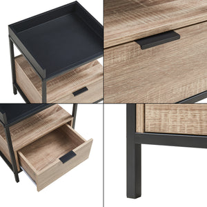 Table de chevet Belana 51 x 40 x 35 cm noir / effet chêne [en.casa]