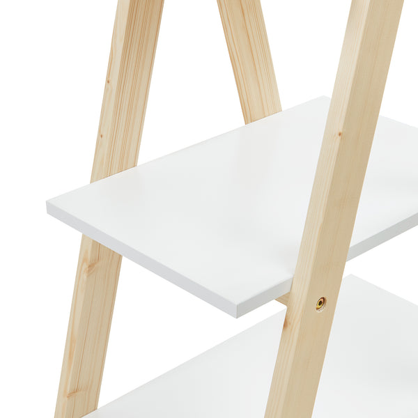 Kinderboekenkast Vanlilu 145x65x32 cm naturel en wit [en.casa]
