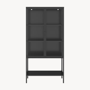 Vitrinekast Borshavisa staal 160x80x35 cm zwart [en.casa]