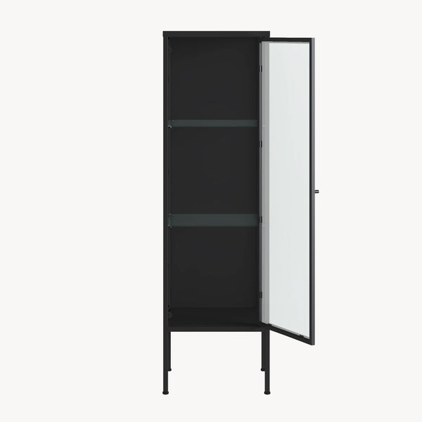 Vitrinekast Borshavisa 116x34x30 cm zwart [en.casa]