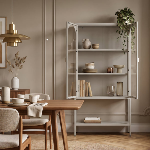 Vitrinekast Klippestad 160x80x35 cm camel [en.casa] 