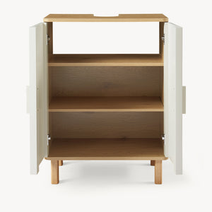 Wastafelonderkast Ferrersp 80x60x35 cm eikenkleurig havermout en naturel [en.casa]