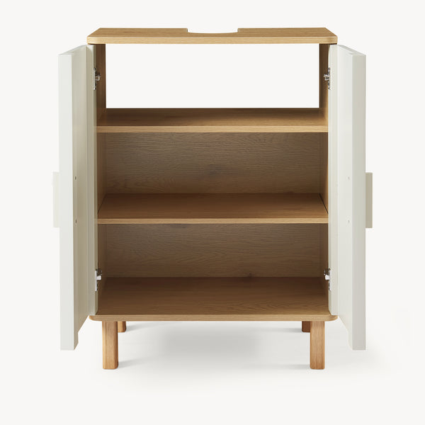 Wastafelonderkast Ferrersp 80x60x35 cm eikenkleurig havermout en naturel [en.casa]