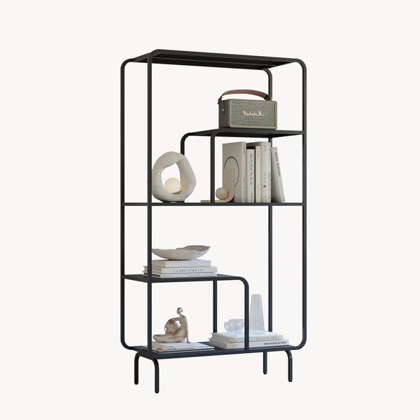 Étagère autoportante Færder acier 145 x 76 x 33 cm noir [en.casa]