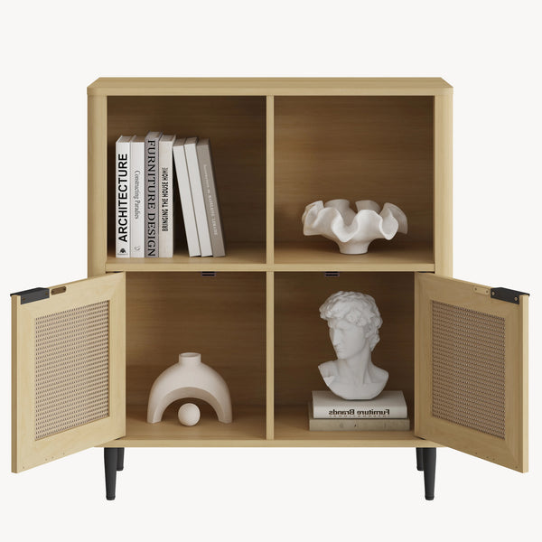 Commode Lukhomso 85x75x30 cm eikenkleurig en zwart [en.casa] 