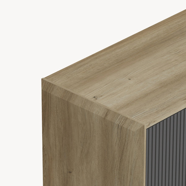 TV meubel Trömi 150x40x43 cm eikenkleurig en grijs [en.casa] 