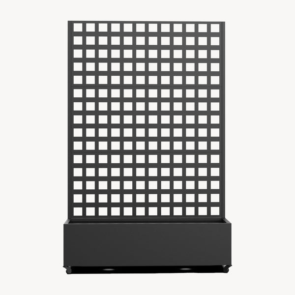 Cloison Toma avec bac à fleurs sur roulettes acier 190 x 82 x 38 cm noir casa.pro 
