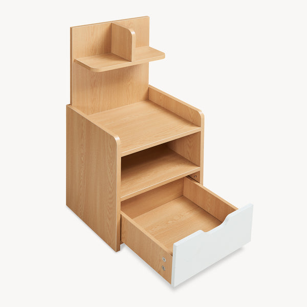 Nachtkastje Bordkak met opbergrek 75x35x30 cm eikenkleurig en wit [en.casa]