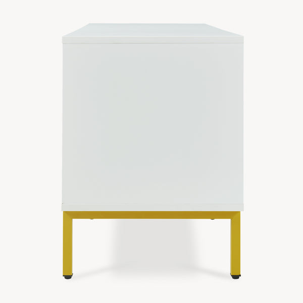 Tv-meubel Reyri 120x39x52 cm wit en goudkleurig [en.casa]