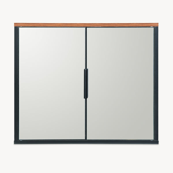 Armoire murale de salle de bain avec miroir Trond 50 x 60 x 15 cm noir effet noyer [en.casa]