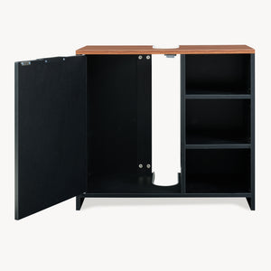 Meuble sous lavabo Trond 60 x 66 x 30 cm noir effet noyer [en.casa]