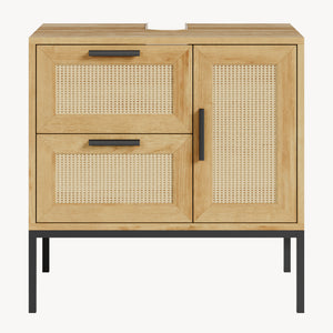 Wastafelonderkast Marhasa 60x60x40 cm Eikenlook/Zwart [en.casa]