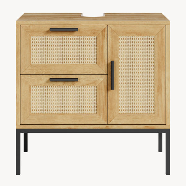 Wastafelonderkast Marhasa 60x60x40 cm Eikenlook/Zwart [en.casa]