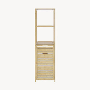 Badrek met wasmand Anun 130x36x33 cm bamboe houtkleurig [en.casa]