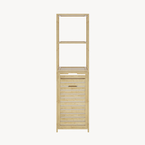 Badrek met wasmand Anun 130x36x33 cm bamboe houtkleurig [en.casa]