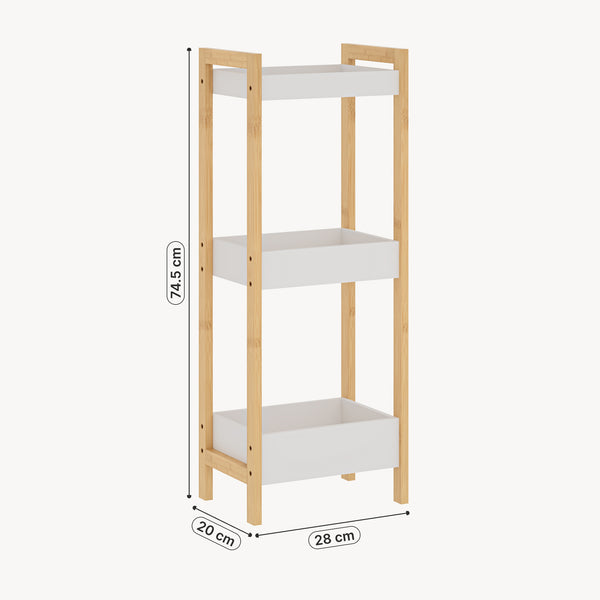 Badrek Anun met 3 niveaus 75x28x20 cm bamboe natuur/wit [en.casa]