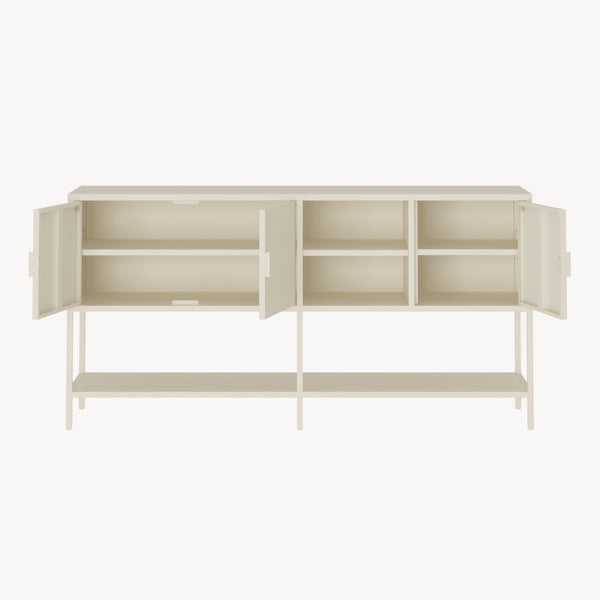 Buffet Kliri acier 160 x 40 x 80 cm blanc crème [en.casa]