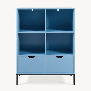Bibliothèque Colwyn avec 2 tiroirs 105 x 80 x 40 cm bleu [en.casa]