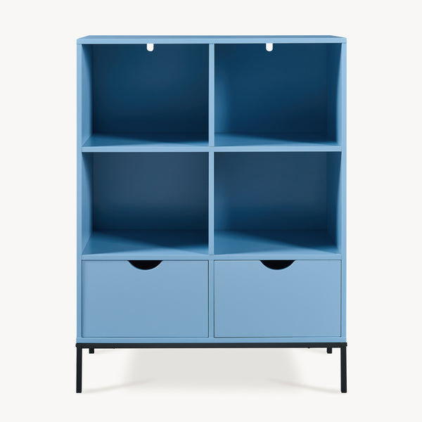 Bibliothèque Colwyn avec 2 tiroirs 105 x 80 x 40 cm bleu [en.casa]