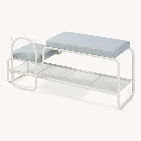 Banc à chaussures Jässaatka avec tabouret enfant 100 x 32 x 46 cm gris  [en.casa]