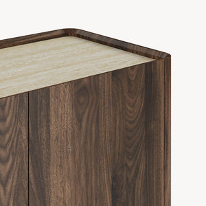 Meuble TV Trorlon 160x40x55 cm aspect noyer/travertin [en.casa]
