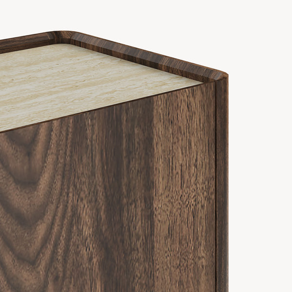 Sideboard Trorlon 160x40x83 cm walnootlook/travertijn [en.casa]